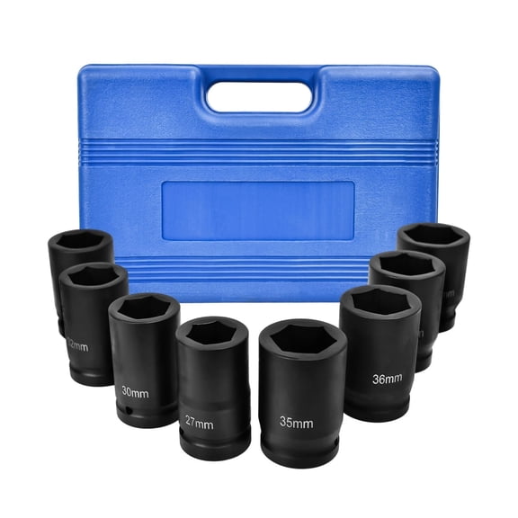 iMeshbean 8 Metric 1" inch Drive Deep Impact Socket 6 Point Universal Hex Jumbo Socket Set