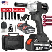 iMeshbean 800N.M 21 V Lithium-Ion Brushless Impact Wrench Kit,Brushless Motor Max Torque,Cordless Electric Impact Wrench with 2X 3.0Ah Li-ion Battery with Fast Charger, Belt Clip and Tool Case