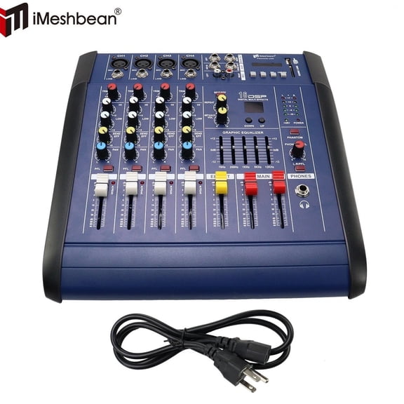 iMeshbean 800W Professional Powered Mixer Audio 4 Channel Power mixing Amplifier Amp 16DSP USB
