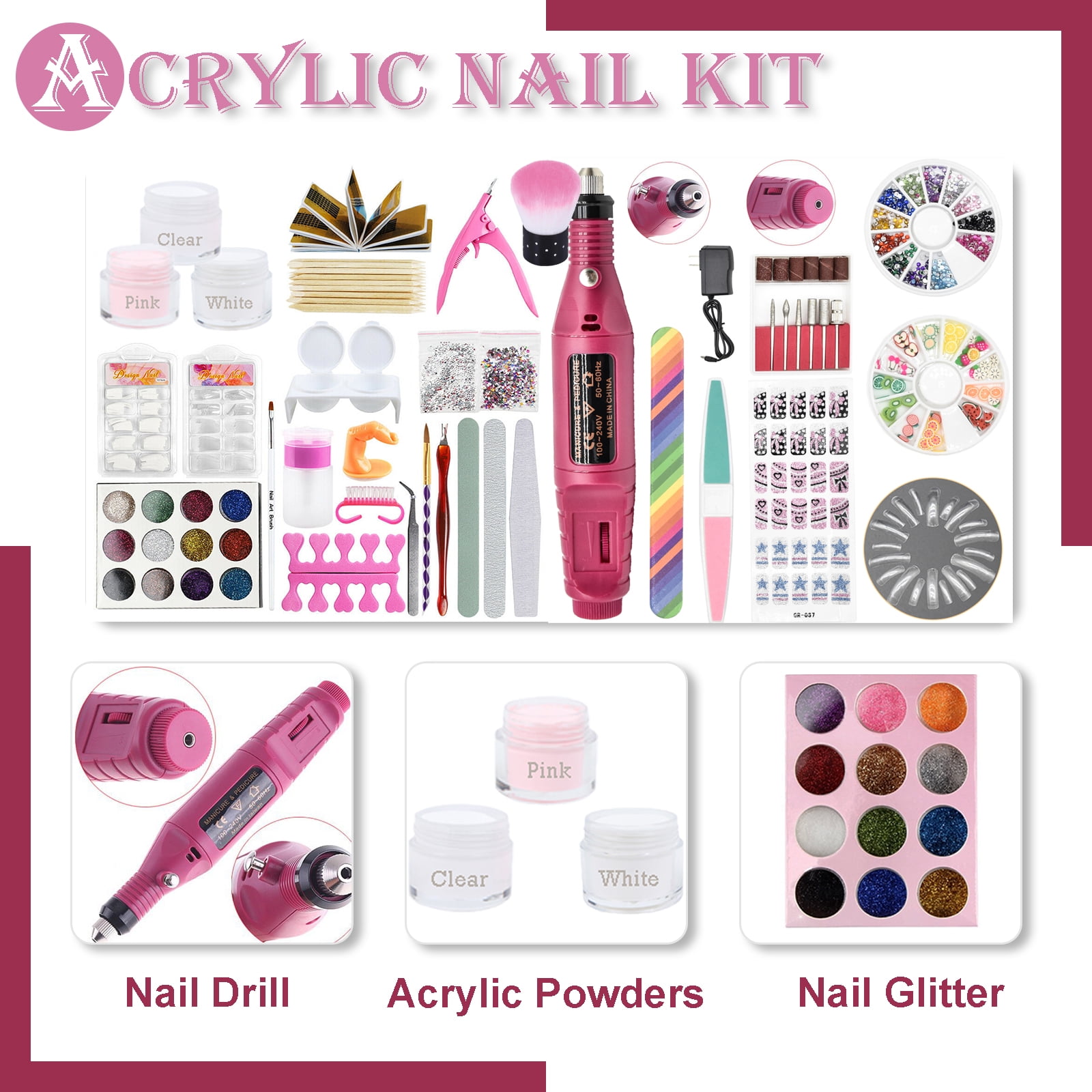 iMeshbean Acrylic Nail Kit For Beginners with Nail Drill Professional Nail Art Acrylic Set for Beginners DIY At Home With Salon Quality Pink 58652502 c5d4 419d 80b1 c1f6ace243e1.32f2544dd0bbfe31a940e2f08dc16cd3