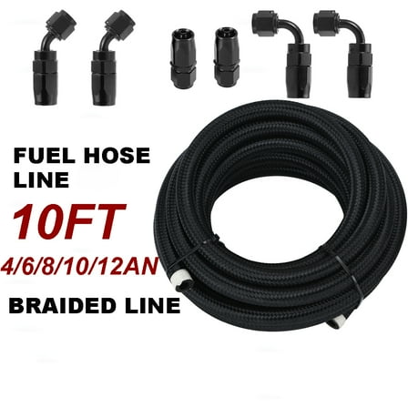 iMeshbean Braided Fuel Line -4 AN Oil/Gas/Fuel Hose Line Aluminum Hose End Fitting Kit