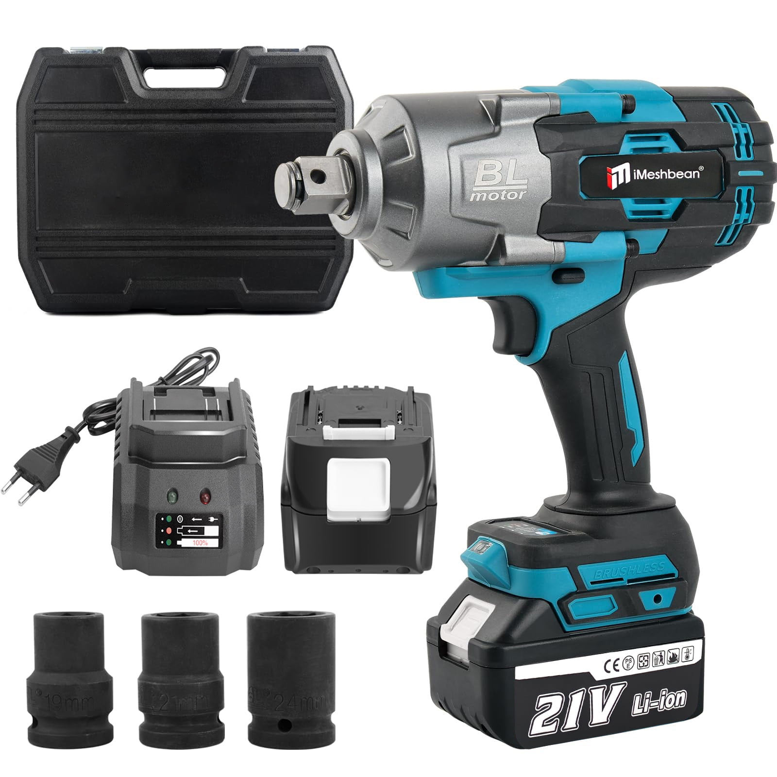 iMeshbean Brushless Cordless 3/4” High Torque Electric Impact Wrench 1549Ft-lbs(2100Nm)