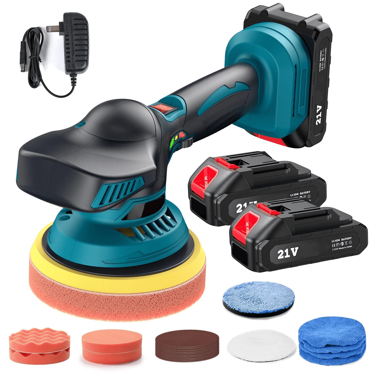 iMeshbean Car Polisher Buffer Cordless Dual Action Polishing Machine 5" Orbital Sander Polishing Kit with 6" 2 PCS Battery