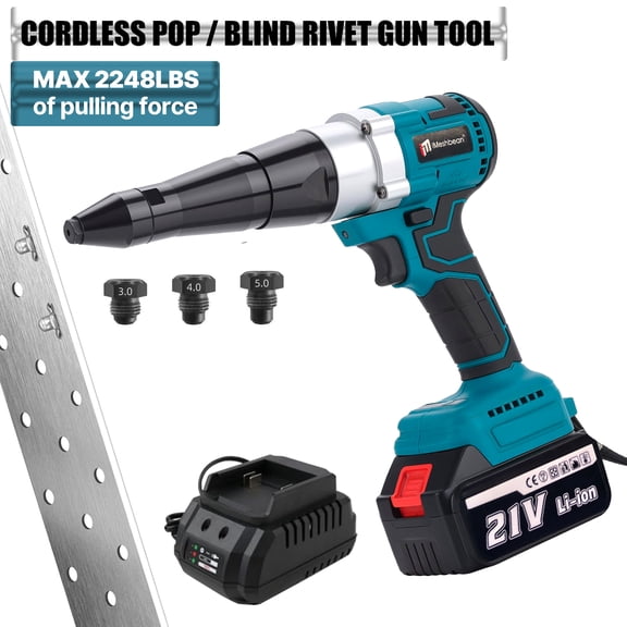 iMeshbean Cordless Rivet Gun 21V Electric Automatic Rivnut Tool NutSert Blind Riveter 1/8'', 5/32'', 3/16"