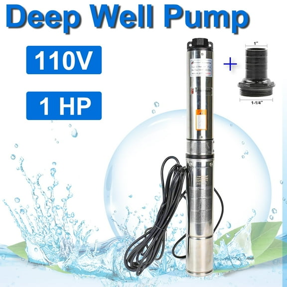 iMeshbean 1 HP Deep Well Submersible Pump 4", 115V, 33 GPM, 207 ft  Max Lift  with 33FT Cord, Stainless Steel US for Industrial, Irrigation and Home Use