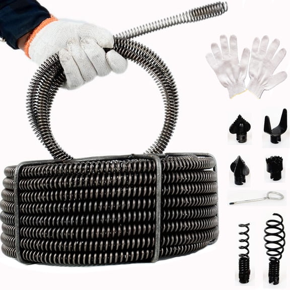 iMeshbean Drain Cleaning Cable 45 Feet x 5/8 Inch Hollow Core Cable Sewer Cable Drain Auger Cable Cleaner Snake Clog Pipe Drain Cleaning Cable Sewer Drain Auger Snake Pipe