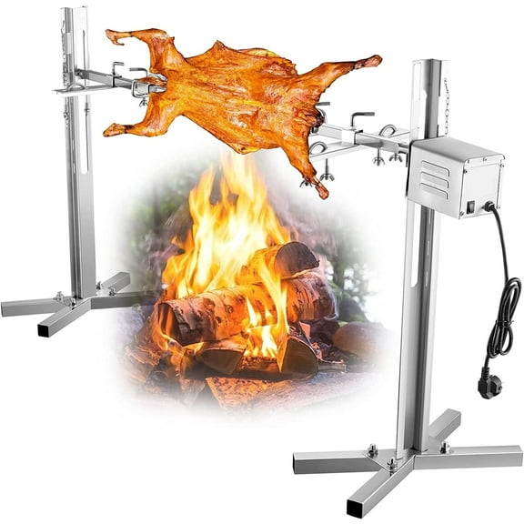 iMeshbean Electric BBQ Rotisserie Grill Kit，90LBS Stainless Steel Large Grill Rotisserie Spit Roaster Rod, Charcoal BBQ Pig Chicke Kit for Outdoor Cooking Barbecue Grill Meat