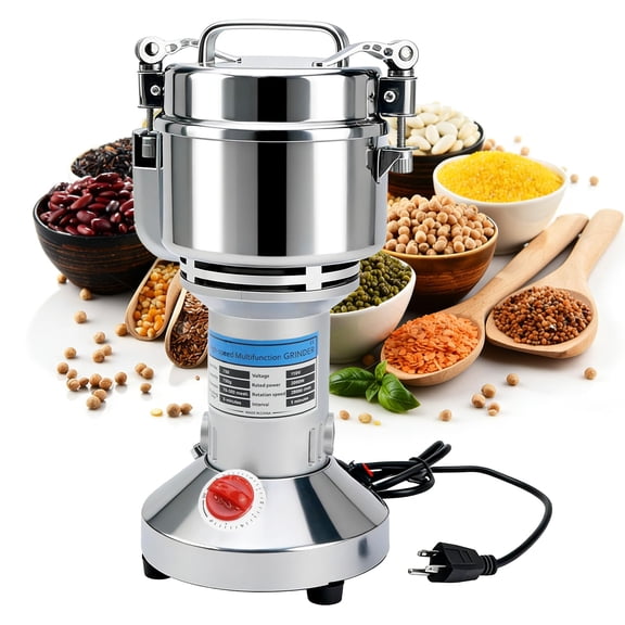iMeshbean Electric Grain Mill Grinder,Stainless Steel Spice Grinders,Pulverizer Powder Machine for Dry Grains Coffee Rice Corn Pepper