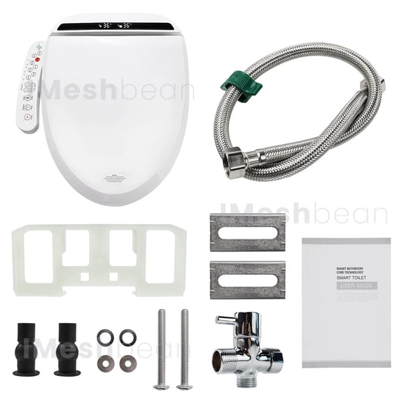 iMeshbean Elongated Smart Toilet Seat, Electric Bidet with Warm Water Warm Air Drying, Night light