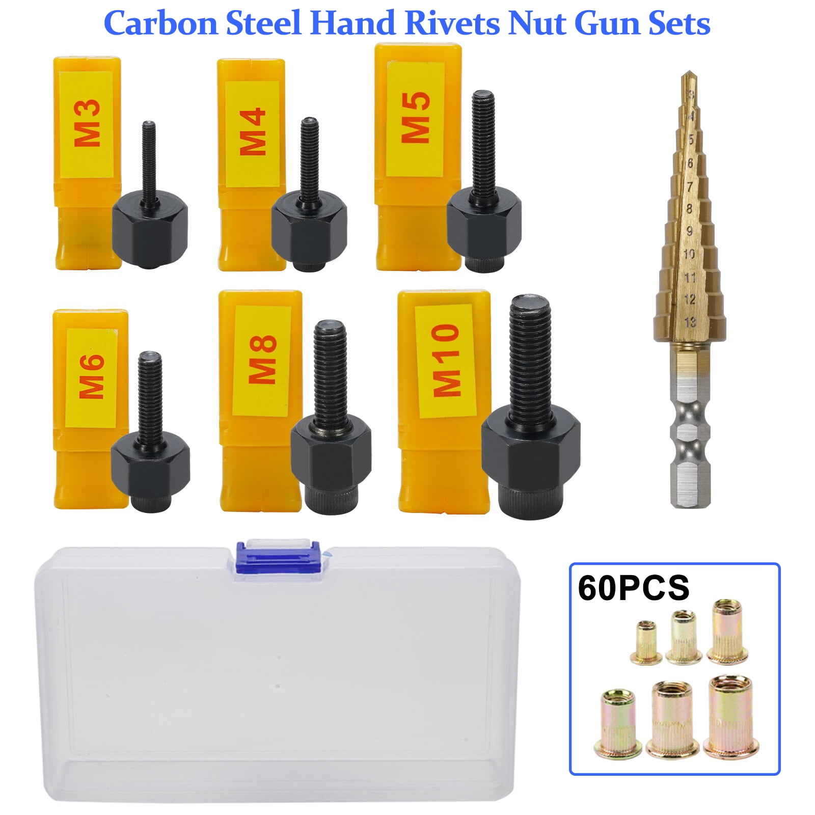 iMeshbean Hand Rivet Nut Gun Head Nuts Rivet Nut Tool Manual Riveter Rivnut Tool Accessory with a Hand Drill for Nuts M3 M4 M5 M6 M8 M10 Simple installation