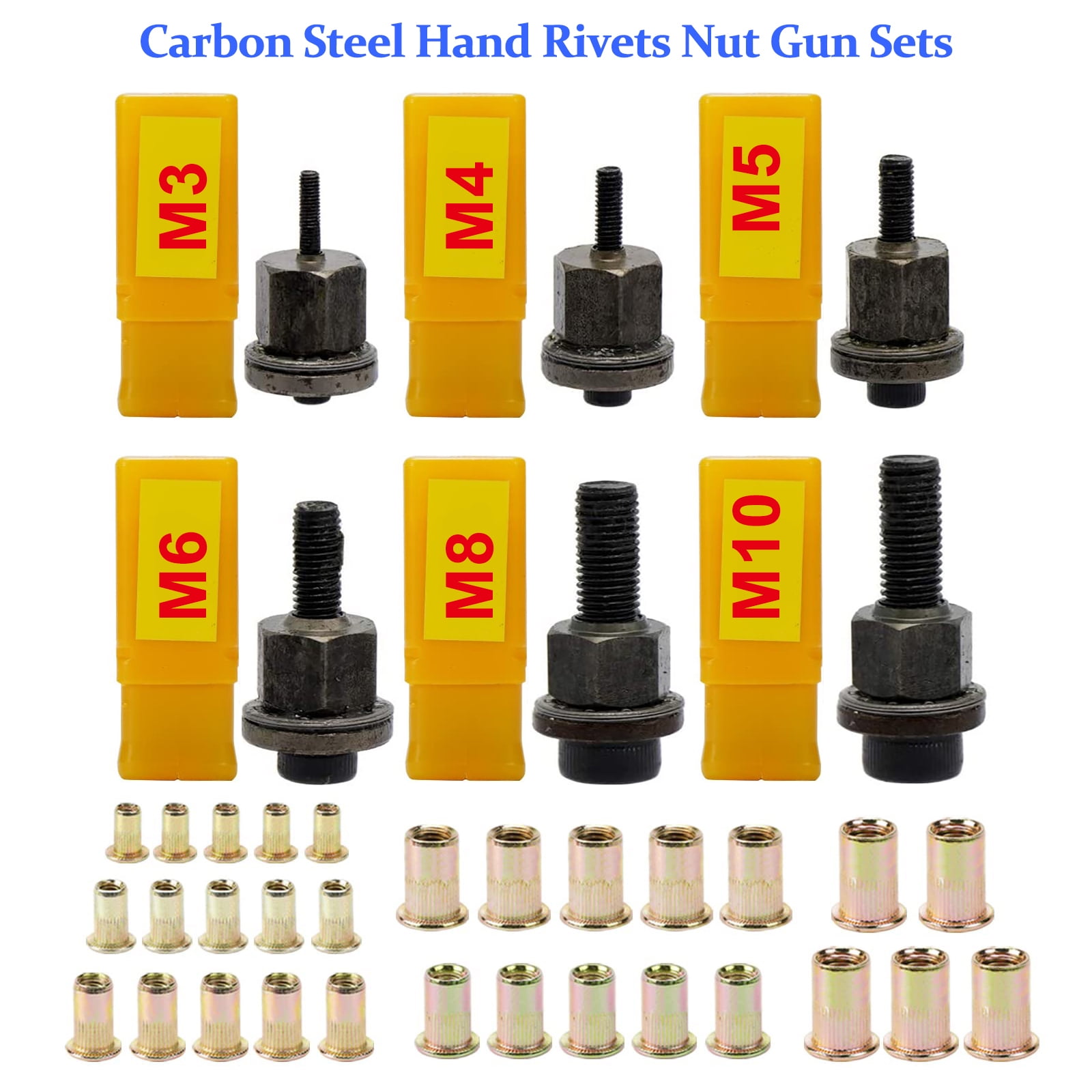 iMeshbean Hand Rivet Nut Gun Head Nuts Rivet Nut Tool Manual Riveter Rivnut Tool Accessory for Nuts M3 M4 M5 M6 M8 M10 Simple installation