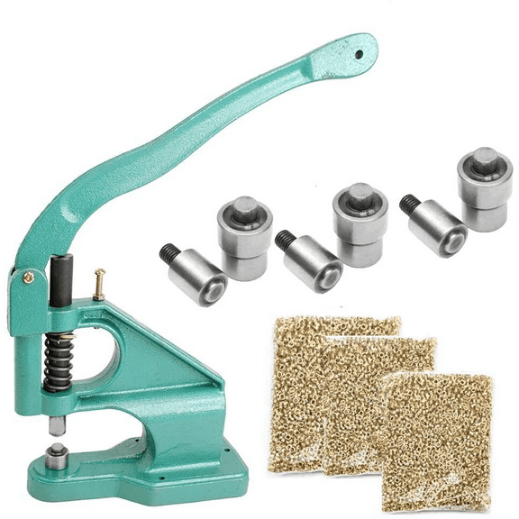 iMeshbean Heavy Duty Hand Press Eyelet Grommet Machine with 3 Die (#0#2#4) & 2000Pcs Golden Grommets Gold Eyelet Craft Tool Kit Hole Punches Machine (1000pcs 1/4 inch)