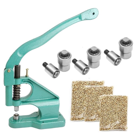 iMeshbean Heavy Duty Hand Press Eyelet Grommet Machine with 3 Die (#0#2#4) & 1500Pcs Golden Grommets Eyelet Craft Tool Kit Hole Punches Machine