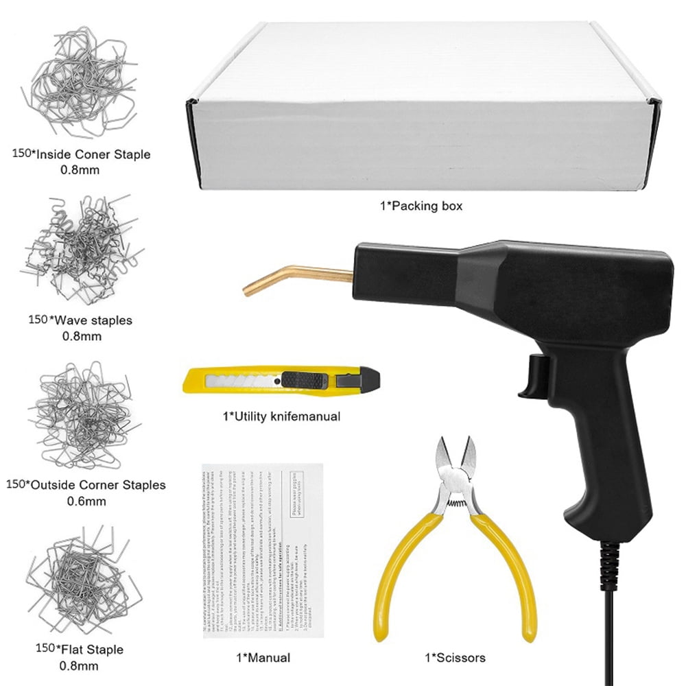 iMeshbean Hot Stapler Plastic Welding Car Bumper Repair Welder Gun Kit W/600 Staples Black