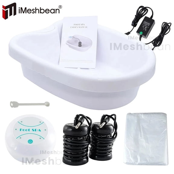 iMeshbean Ionic Foot Bath Detox Machine Ion Metal Spa Cleanse System w/Tub 140 Liners Arra