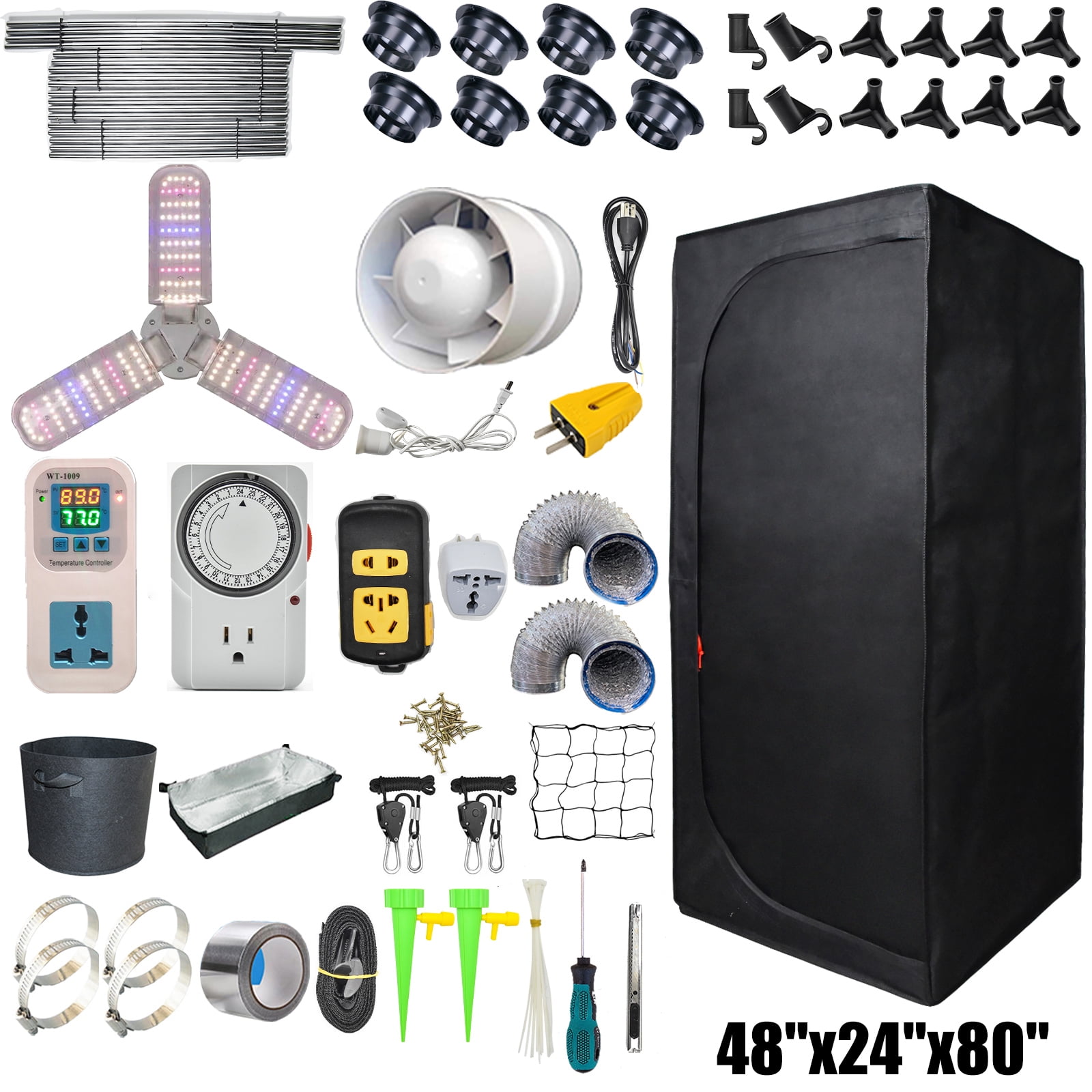 "iMeshbean Full Spectrum LED Grow Light, 48""x24""x80"" Tent Kit with ...