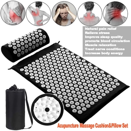 iMeshbean Mat Acupressure Mat & Pillow Massage Set Acupuncture Back Neck Pain Relief
