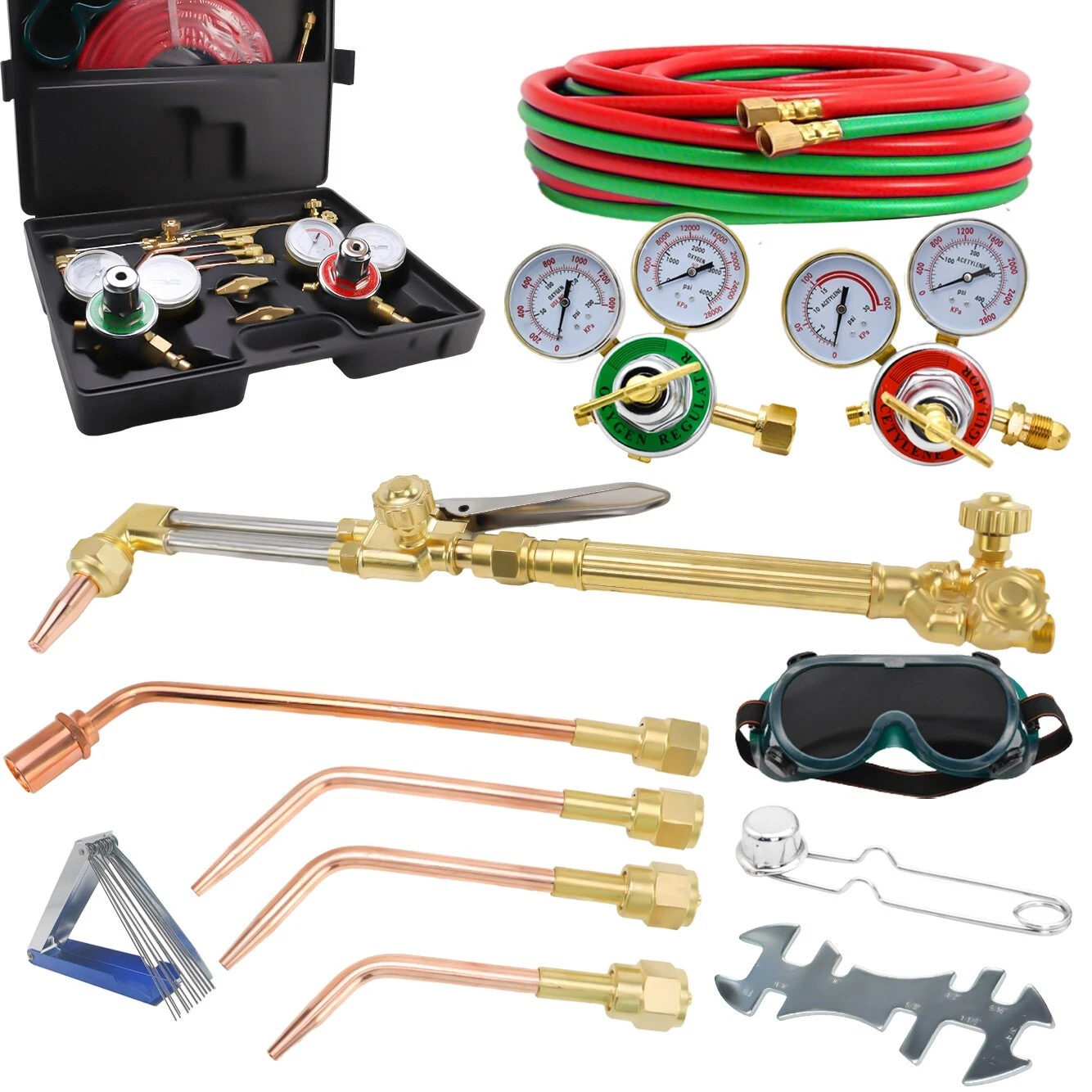 iMeshbean Oxygen Acetylene Gas Cutting Torch Regulator Welding Kit W/15 ...