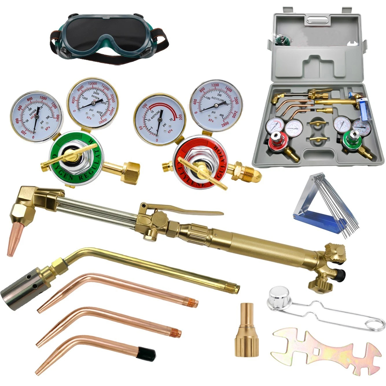 iMeshbean Oxygen Acetylene Gas Cutting Torch Regulator Welding Kit w ...