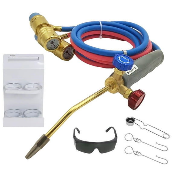 iMeshbean Oxygen MAPP Torch Kit W/ Pressure Meter W/ Tank Support, Glasses And Flint Spark