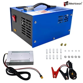 iMeshbean PCP Air Compressor, 4500PSI Portable PCP Compressor, 12V DC/110V 220V AC, PCP Manual-stop, w/Built-in Fan, for Paintball, Scuba Bottle