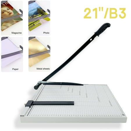 iMeshbean Paper Cutter, 21" B3 Stack Paper Trimmer,Heavy Duty Metal Base Paper Slicer with Safety Guard and Blade Lock,Guard Rail Paper Press Tool,12-Sheet Capacity for Standard Cutting