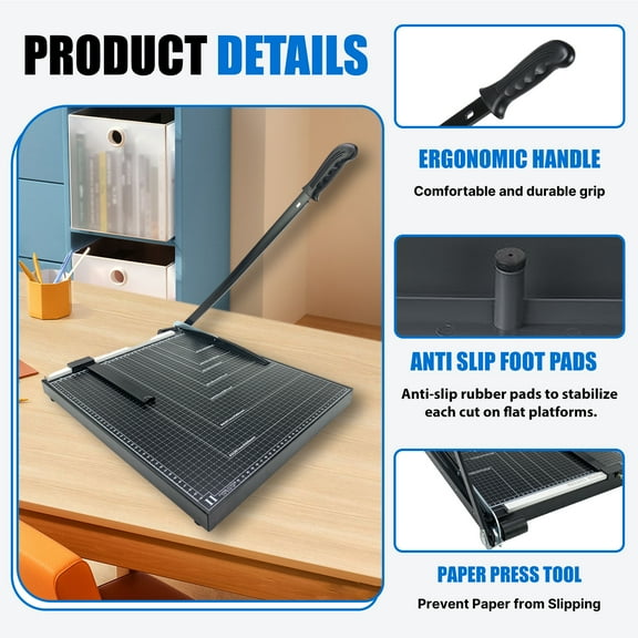 iMeshbean Paper Cutter,21" Stack Paper Trimmer,Heavy Duty Metal Base Paper Slicer with Safety Guard and Blade Lock,Guard Rail Paper Press Tool for Cutting of Paper, Photos, Labels