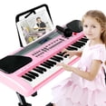thumbnail image 1 of iMeshbean Piano Keyboard 61 Keys Electric Keyboard Piano Keyboard Piano for Beginners with Stand, Built-in Dual Speakers, Microphone & Display Panel, Pink, 1 of 15