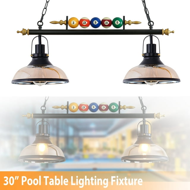 iMeshbean Pool Table Lighting Fixtures Ceiling Lamp for Game Room Beer Party , Real Billiard Ball Design Billiard Pendant Lamp with 2 Glass Shades