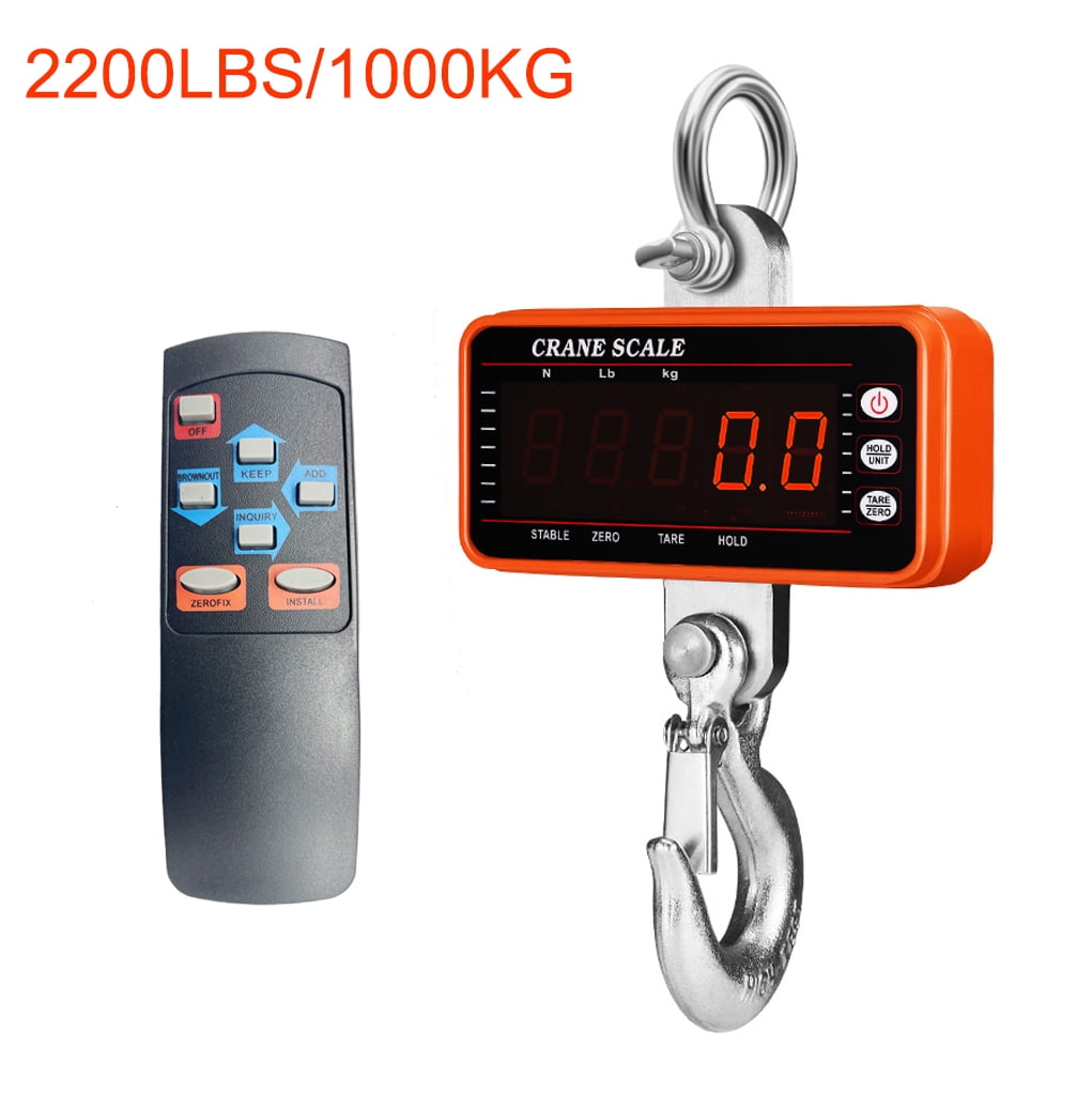 iMeshbean Portable Digital Crane Scale,High Precision 1000KG 2000LBS 1T Heavy Duty Industrial Digital Smart Hanging Scales Weighing Hook LED Display with Remote for Fishing Cattle Bow Caps Luggage