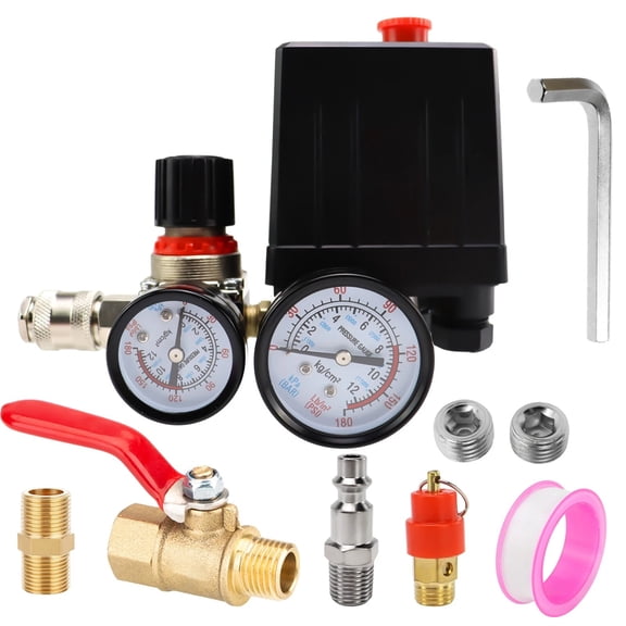 iMeshbean Pressure Switch Manifold Regulator Gauges Air Compressor Pressure Switch Control Valve
