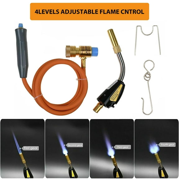 iMeshbean Pro Mapp Propane Torch Stainless Steel Head Adjustable Gas Welding Torch 5' hose