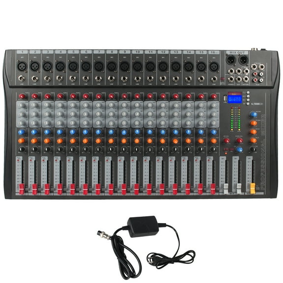iMeshbean Professional Audio Mixer Sound Board Console, 16 Channel Studio Audio Mixer, USB Live Studio Audio Mixing Power Mixing Amplifier Studio Audio DJ KTV Mixing Console USB Slot