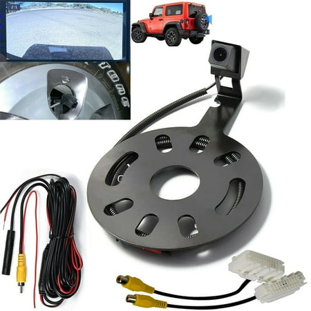 iMeshbean Rear View Camera for Jeep Wrangler 2007-2018 Spare Tire Waterproof Reversing Parking Aftermarket Camera Removable Guideline with OEM Monitor Adapter