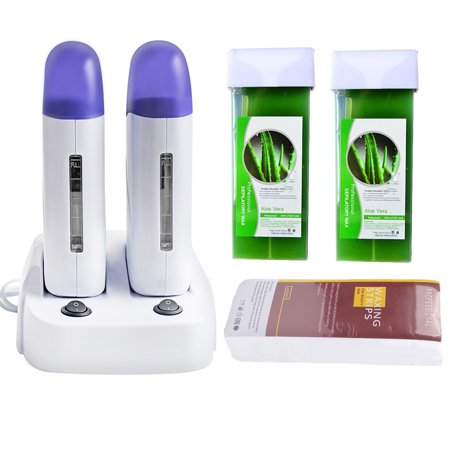 iMeshbean Roll on Wax Warmer Kit Wax Roller Kit for Hair Removal, Double Depilatory Wax Cartridge Wax Heater with Heater Base for Hair leg,Armpit,Bikini