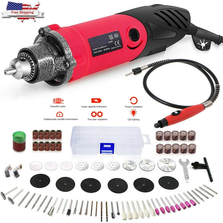 iMeshbean Rotary Tool Kit, 240W Multi-Functional Mini Electric Drill /Die  Grinder Set with 1/4 Inch Chuck, 6 Step Variable Speed (8000-32000RPM),  Advanced Flex Shaft & 157Pcs Accessories for DIY 