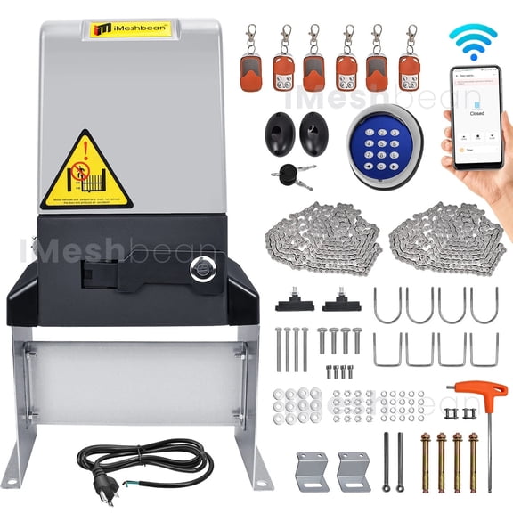 iMeshbean Smart Sliding Gate Opener W/IR Sensors APP Keypad 6 Remote Controls 550W 3100LBS