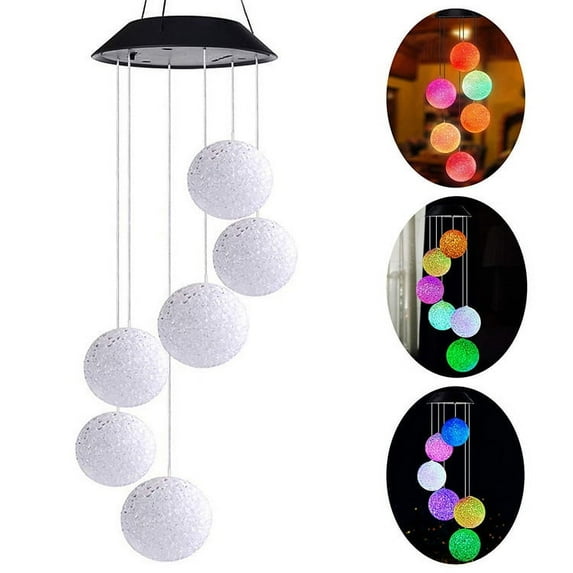 iMeshbean Solar 6-Ball Wind Chimes Color-changing For Garden, Home, Yard Decorations, Outdoor Light
