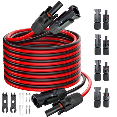 iMeshbean Solar Panel Extension Cable, 50FT 10AWG Solar Cable, Solar Panel Cable with Female and Male IP67 Waterproof Connectors for Outdoor Automotive RV Boat Marine Solar Panel