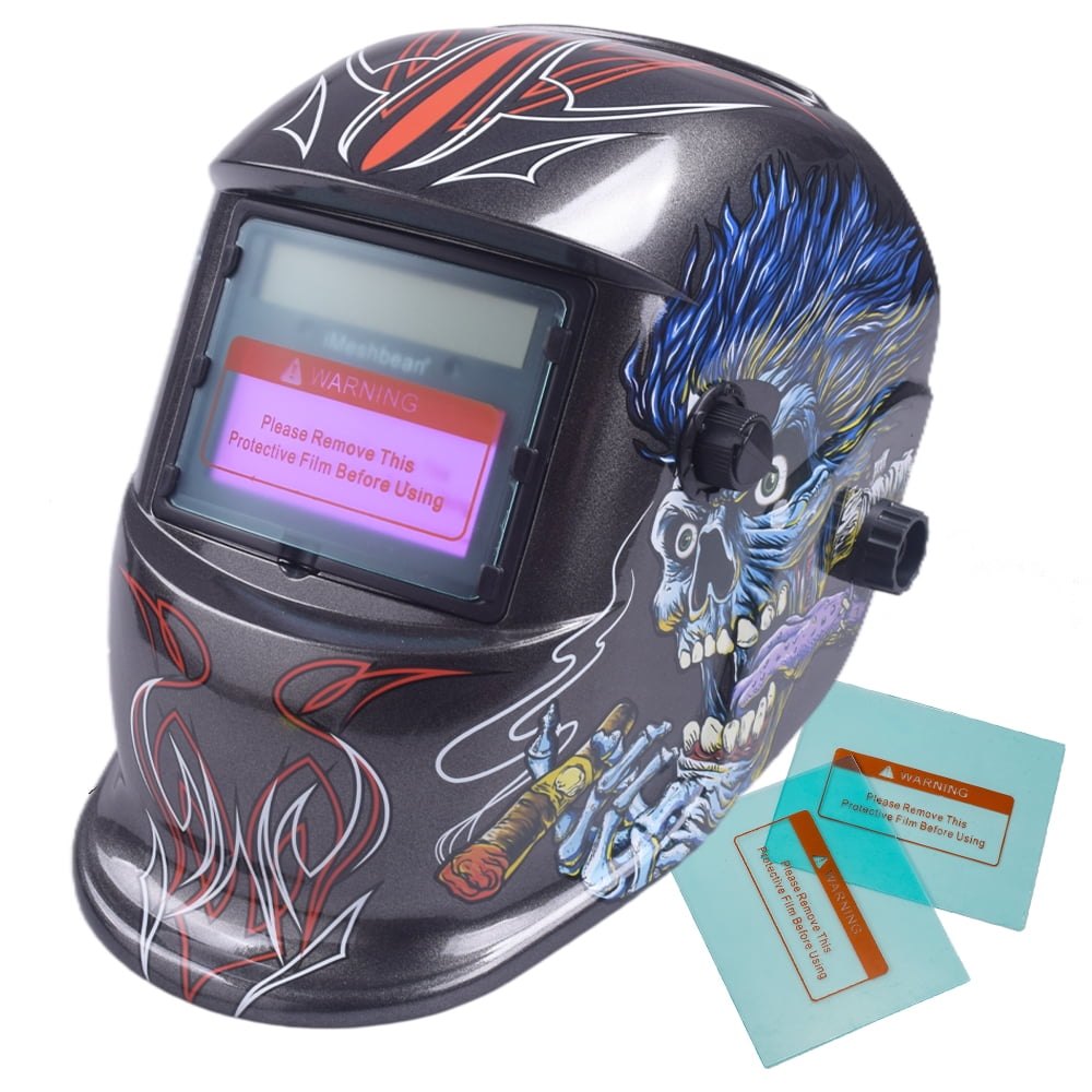 iMeshbean Solar Powered Welding Helmet w/ Auto Darkening Hood, Adjustable Shade, PP Material, Crocodile