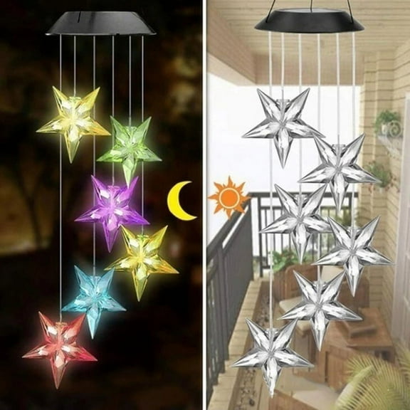 iMeshbean Solar Stars Wind Chimes Color-changing For Garden, Home, Yard Decorations, Outdoor Light