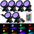 thumbnail image 1 of iMeshbean Submersible 36 LED RGB Pond Spot Lights Underwater Pool Fountain IP68: 6 lights + IR Remote, 1 of 4