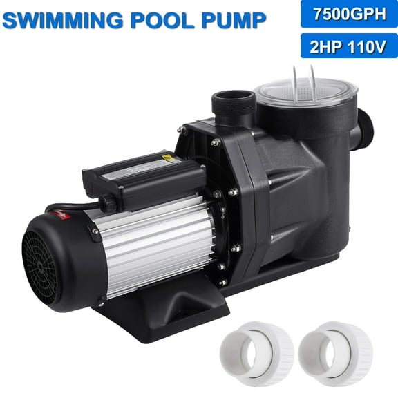 iMeshbean Swimming Pool Pump, 2HP Motor 110V, 7500GPH, Head Max 54FT, for Above Ground Swimming Pool and Inground Pool Water Circulation, w/ Strainer Basket & NPT Connector