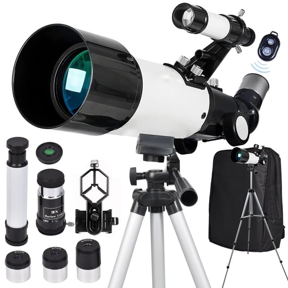 iMeshbean Telescope 70mm Aperture 400mm AZ Mount Astronomy Telescope, Refactor Telescope for Kids Adults, Beginners, Fully Multi-Coated Optics, Astronomy Refactor with Tripod, Phone Adapter