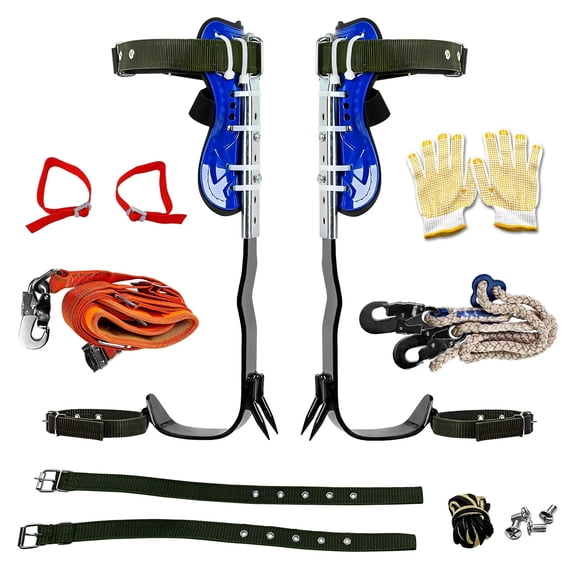iMeshbean Tree Climbing Spikes Adjustable Height Pole Tree Climbing Spurs Steel with 2 Gear