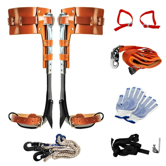 iMeshbean Tree Spikes Adjustable Height Pole Tree Climbing Spurs Steel w/Climbing Gear