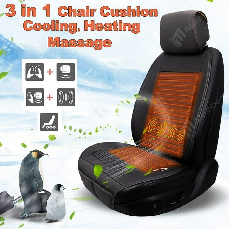 iMeshbean 3 in 1 Auto Electric PU Leather Seat Cover with Warmer Cooler Fans Massage for All Seasons Walmart