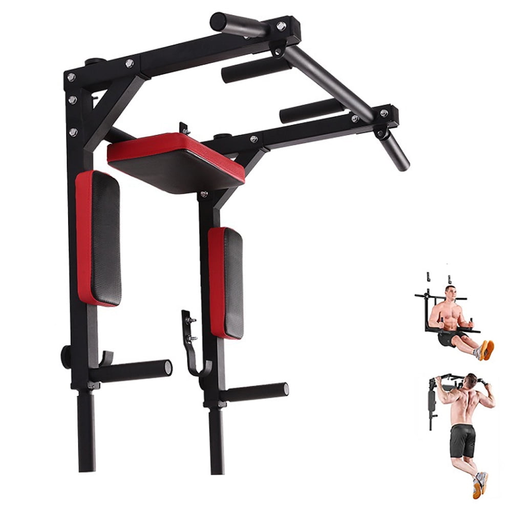 iMeshbean WallMounted PullUp Bar, Multifunctional Dipping Station for