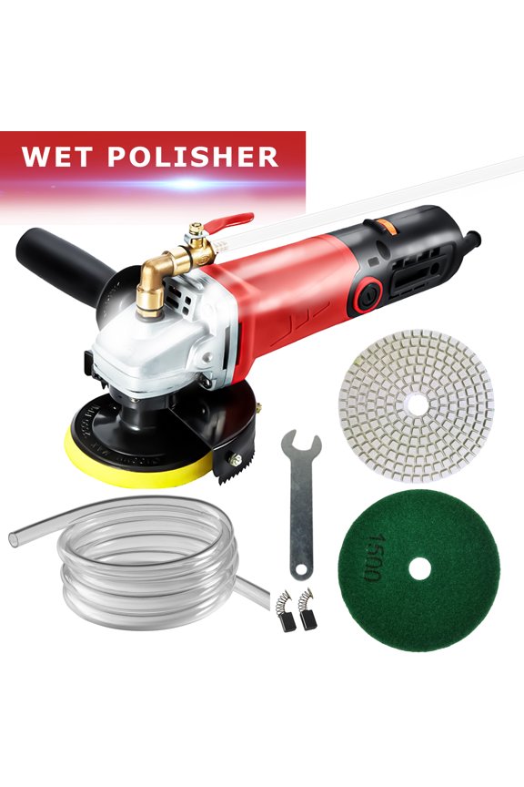 Wet Polisher with 4'' Diamond Polishing Pad Tools Kit, Variable Speeds, 860W/110V Wet Buffer, Low-noise Buffing Machine for Concrete / Stone Countertop, Floor Surface, Marble, Ceramic Tile