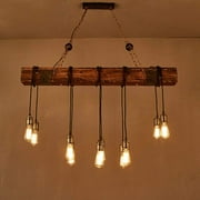 iMeshbean Wood Chandelier 10 Lights Wooden Retro Rustic Pendant Light Industrial Chandelier Wood Ceiling Light Fixture for Dining Table Kitchen Island Bar Billiard Pool Table 10 Heads
